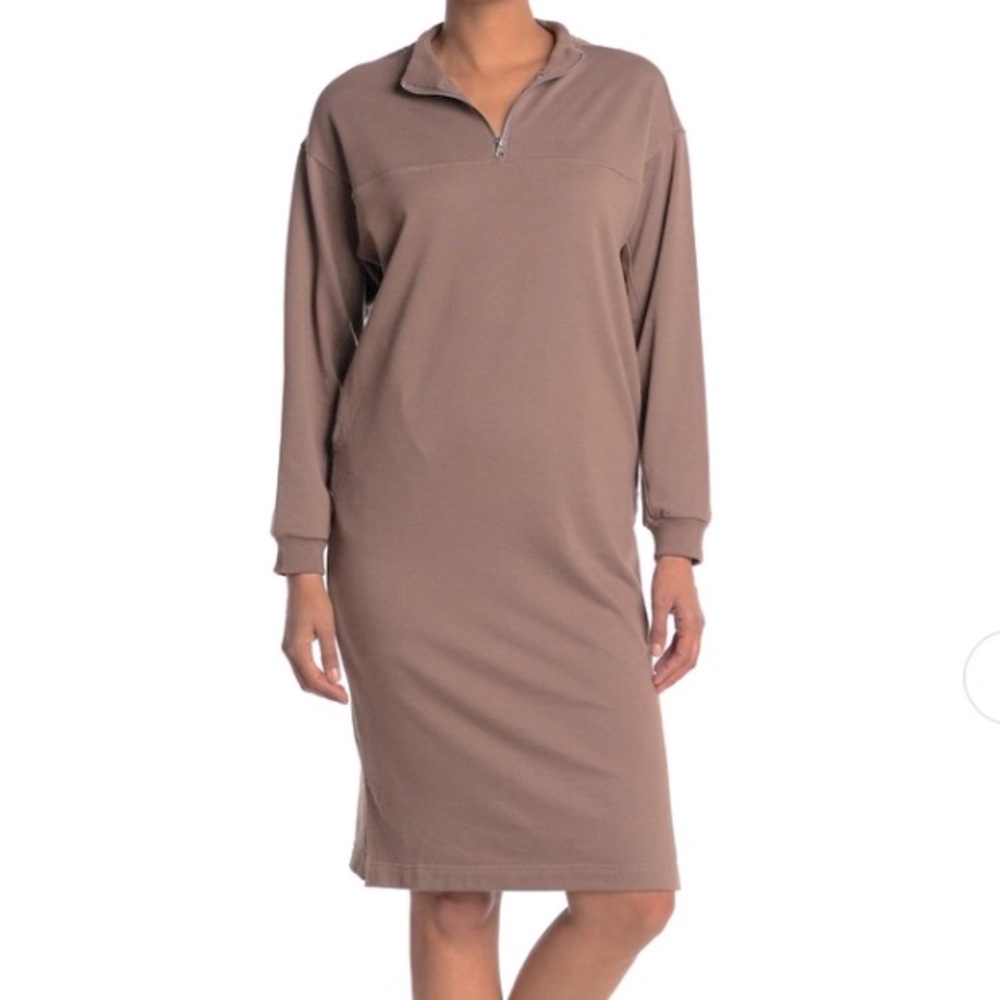 Stitchdrop Quarter Zip French Terry Sweatshirt Dress  medium